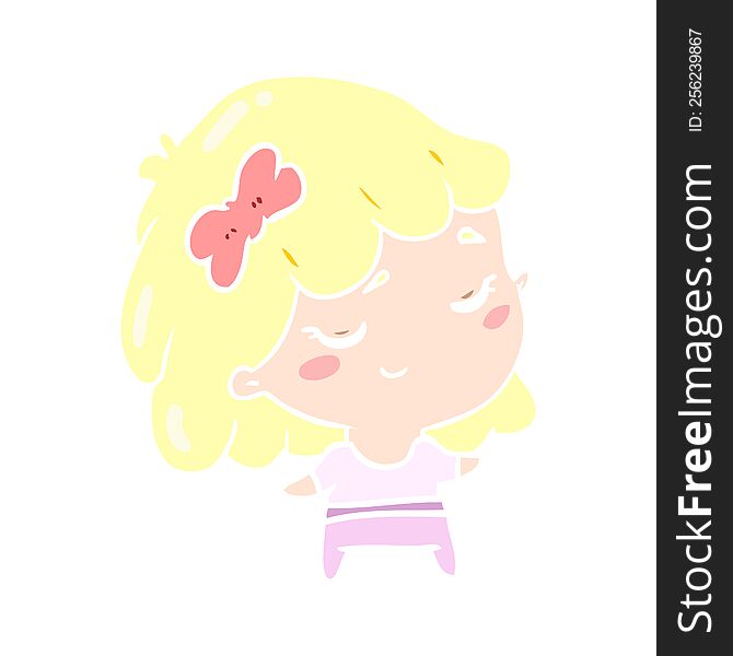 cute flat color style cartoon happy girl