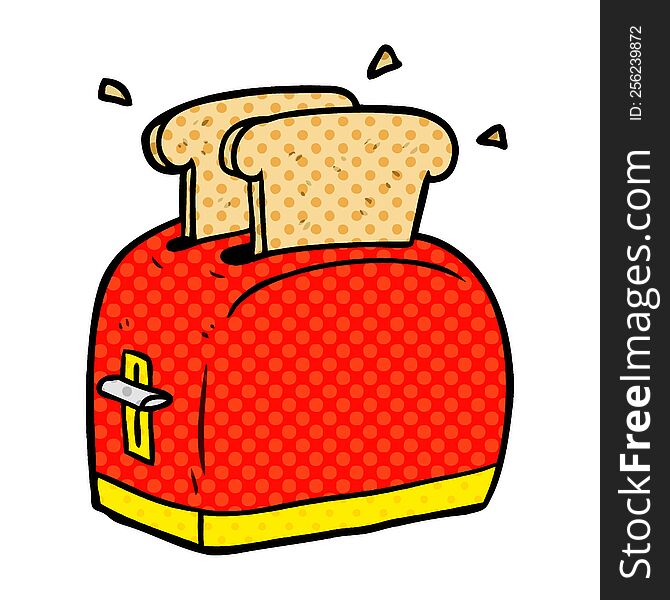 cartoon toaster toasting bread. cartoon toaster toasting bread
