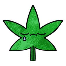Retro Grunge Texture Cartoon Marijuana Leaf Stock Photos