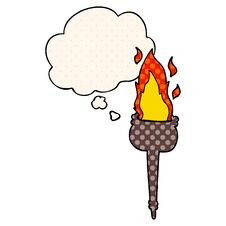 Cartoon Flaming Chalice And Thought Bubble In Comic Book Style Royalty Free Stock Images