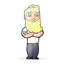 Cartoon Serious Man With Beard Stock Photo