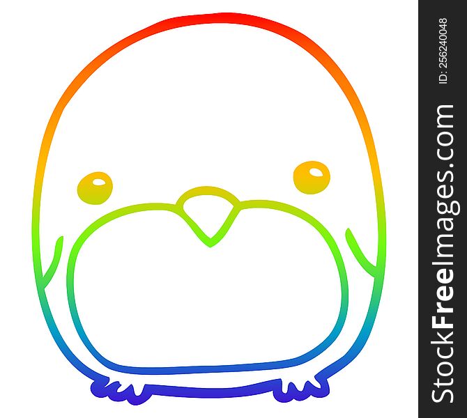 Rainbow Gradient Line Drawing Cute Cartoon Penguin