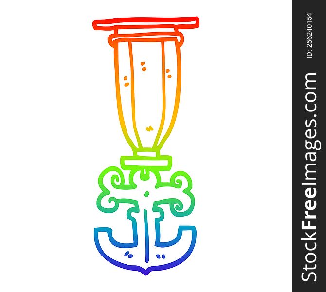 Rainbow Gradient Line Drawing Cartoon Sailor Medal
