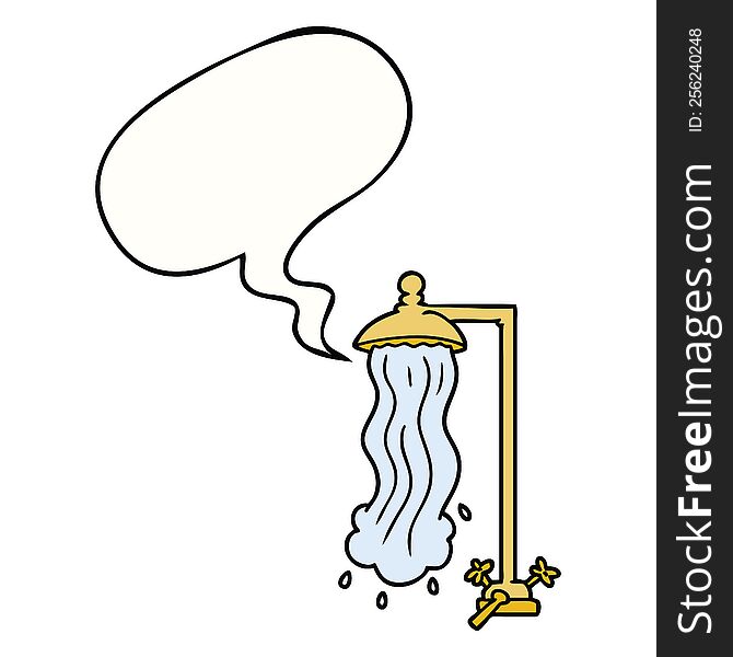 cartoon shower and speech bubble