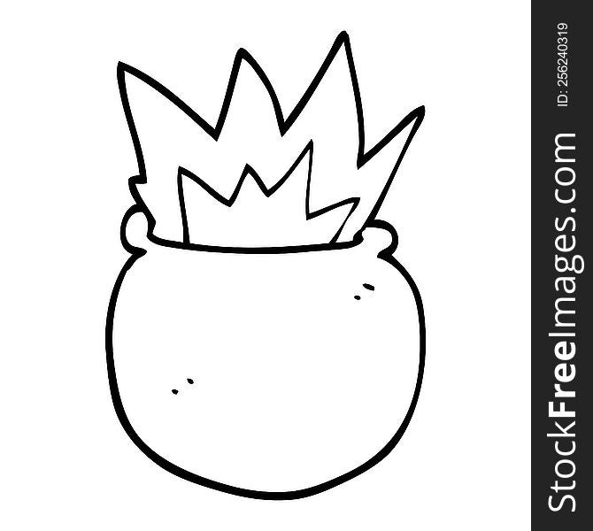 Line Drawing Cartoon Exploding Cauldron