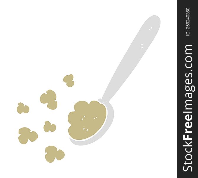 Flat Color Illustration Of A Cartoon Spoonful Of Food