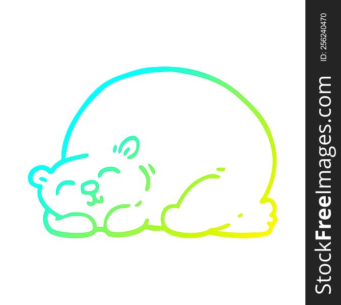 cold gradient line drawing of a cartoon content bear sleeping