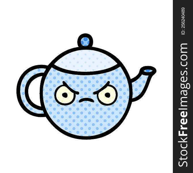 comic book style cartoon of a angry tea pot