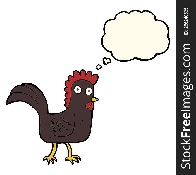 Cartoon Chicken With Thought Bubble