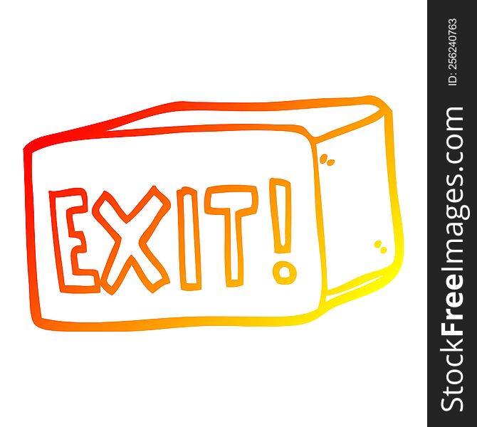 Warm Gradient Line Drawing Cartoon Exit Sign