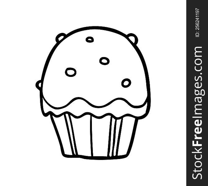 line drawing of a cupcake. line drawing of a cupcake