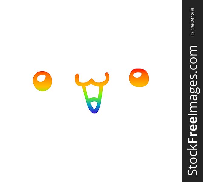 Rainbow Gradient Line Drawing Cute Happy Face Cartoon