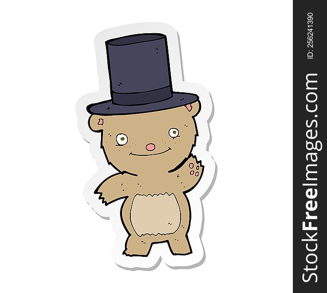 Sticker Of A Cartoon Bear In Top Hat