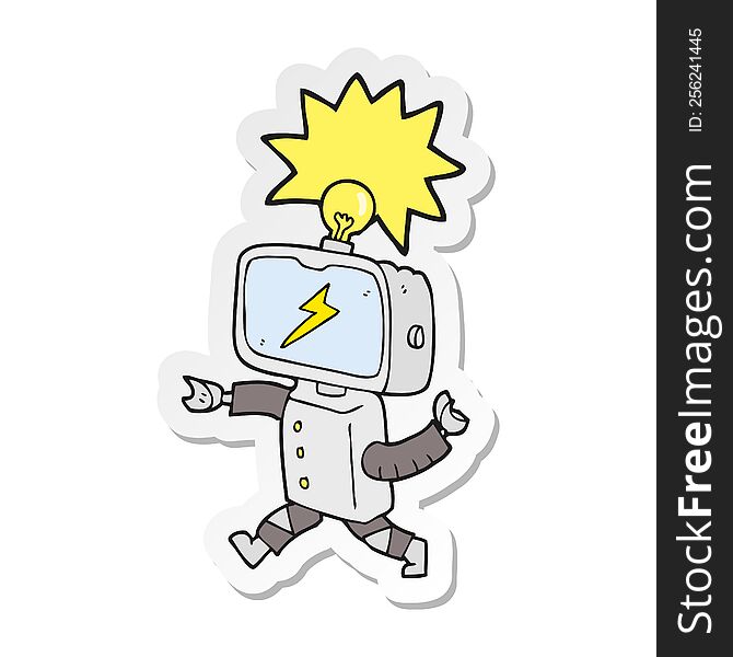 Sticker Of A Cartoon Little Robot