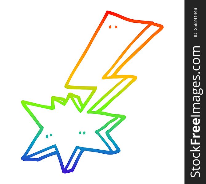 Rainbow Gradient Line Drawing Cartoon Lightning Bolt