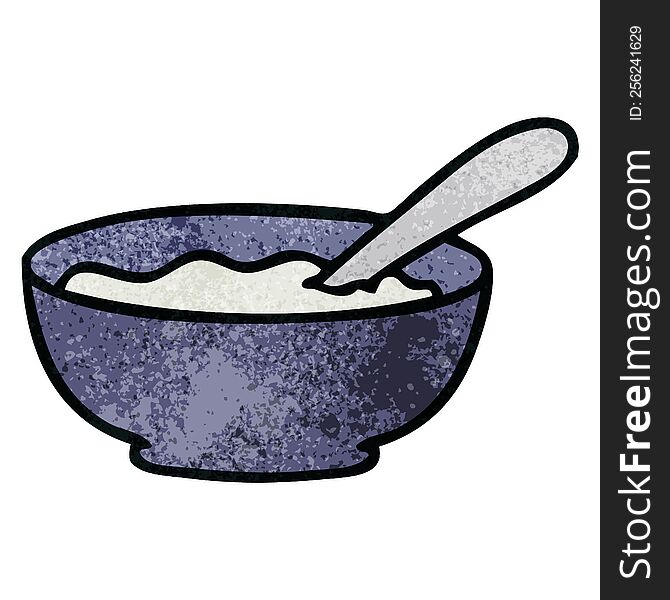 hand drawn quirky cartoon bowl of porridge. hand drawn quirky cartoon bowl of porridge