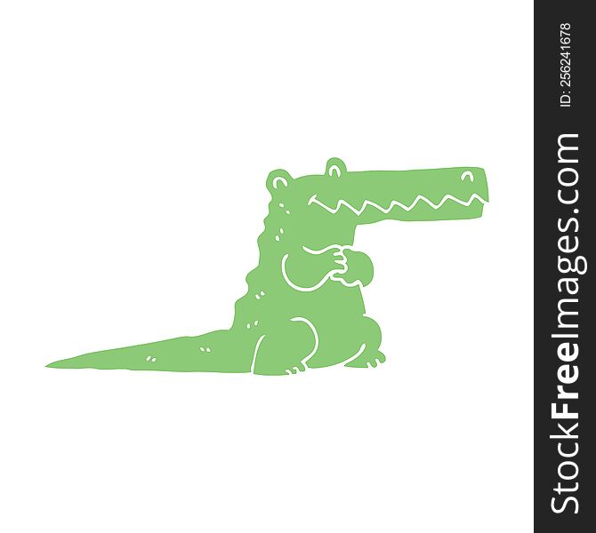 flat color style cartoon crocodile
