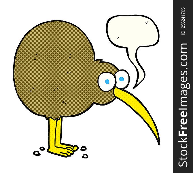 freehand drawn comic book speech bubble cartoon kiwi