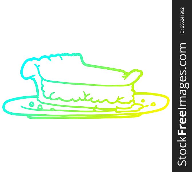 Cold Gradient Line Drawing Cartoon Meat Pie