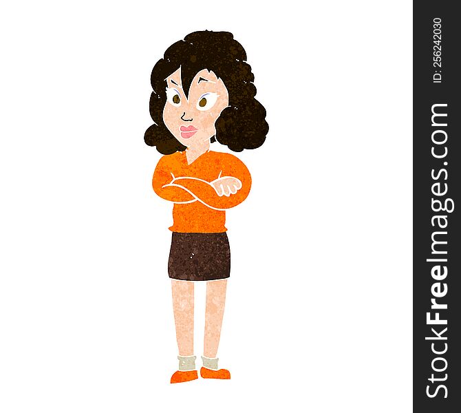 cartoon woman with crossed arms