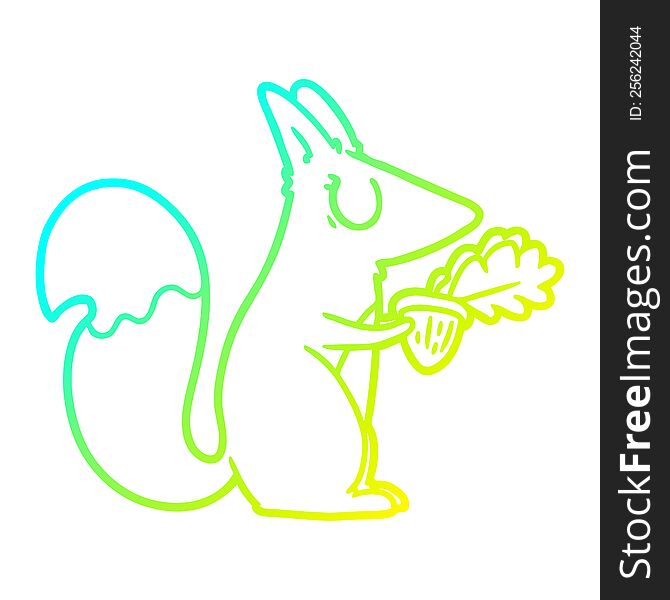 cold gradient line drawing of a cartoon squirrel