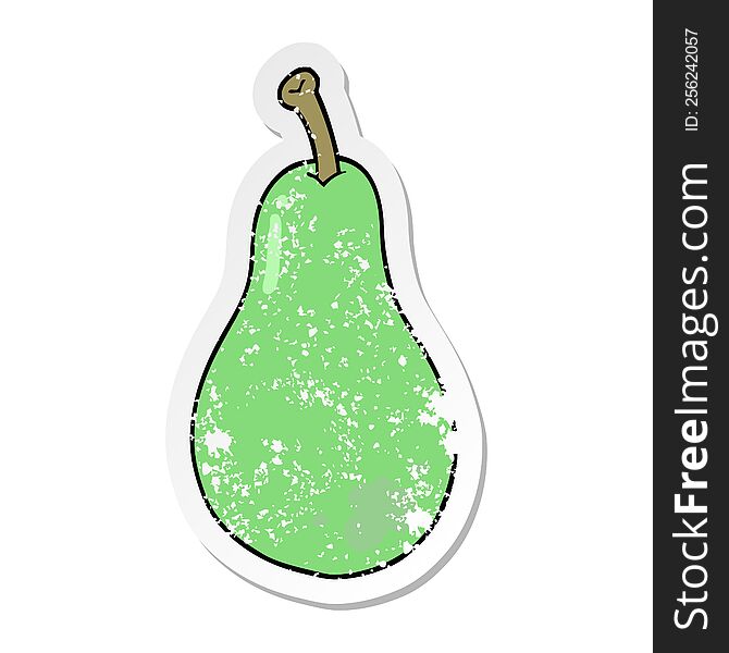 Distressed Sticker Of A Cartoon Pear