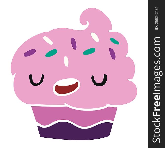 Cartoon Kawaii Of A Cute Cupcake