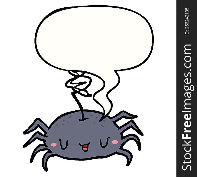 Cartoon Halloween Spider And Speech Bubble