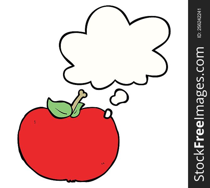 Cartoon Apple And Thought Bubble