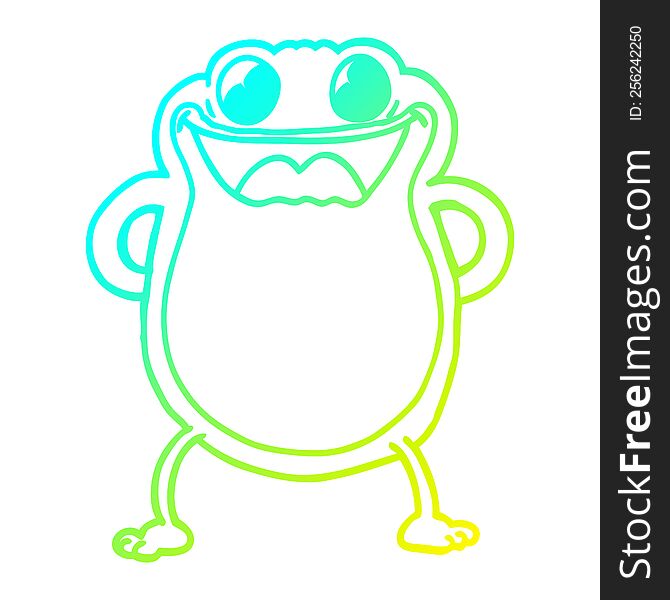 Cold Gradient Line Drawing Cartoon Frog