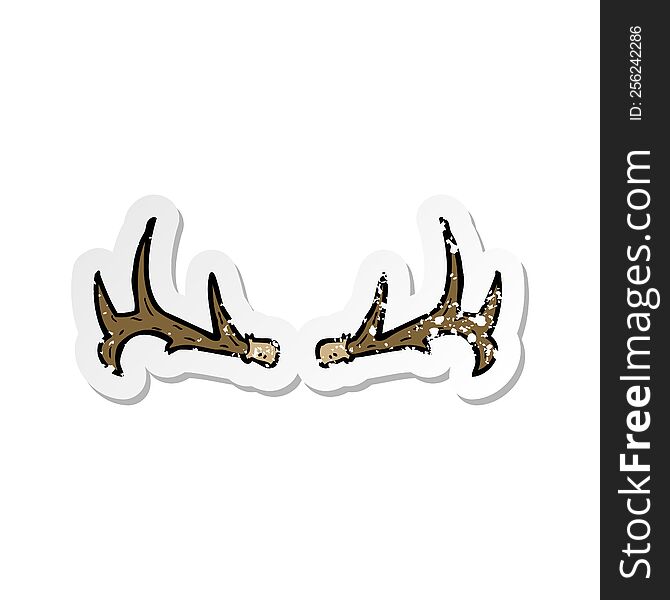 Retro Distressed Sticker Of A Cartoon Antlers