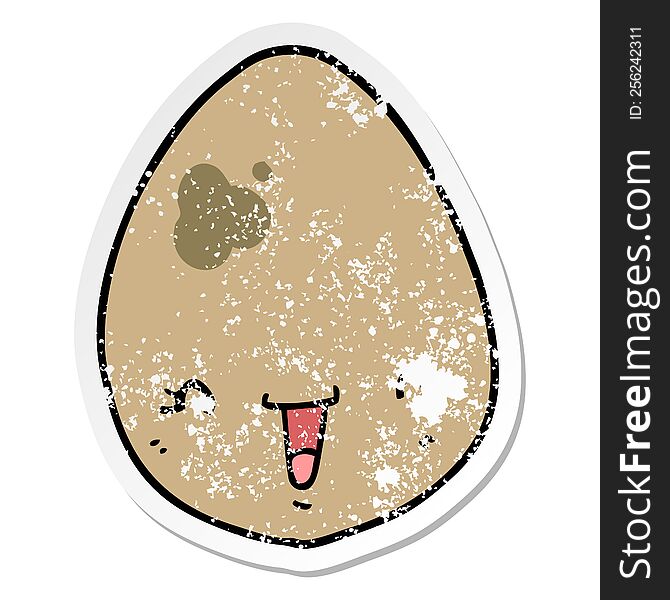 Distressed Sticker Of A Cartoon Egg