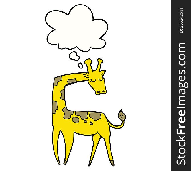 cartoon giraffe with thought bubble. cartoon giraffe with thought bubble