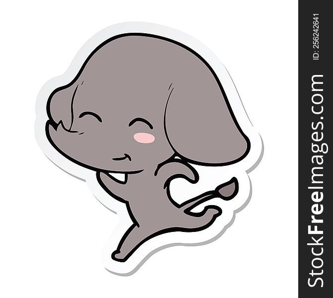 Sticker Of A Cute Cartoon Elephant Running