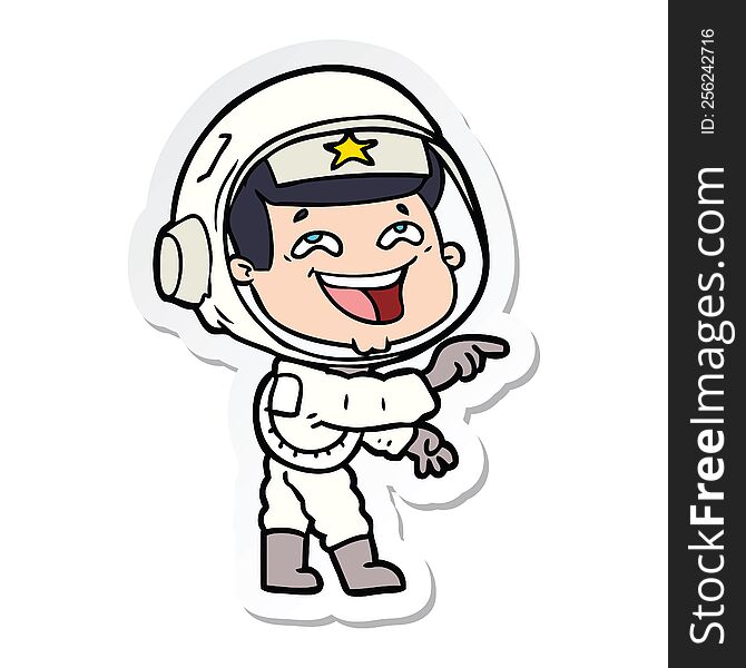 Sticker Of A Cartoon Laughing Astronaut