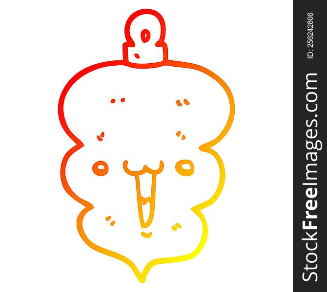 warm gradient line drawing of a cartoon christmas decoration bauble