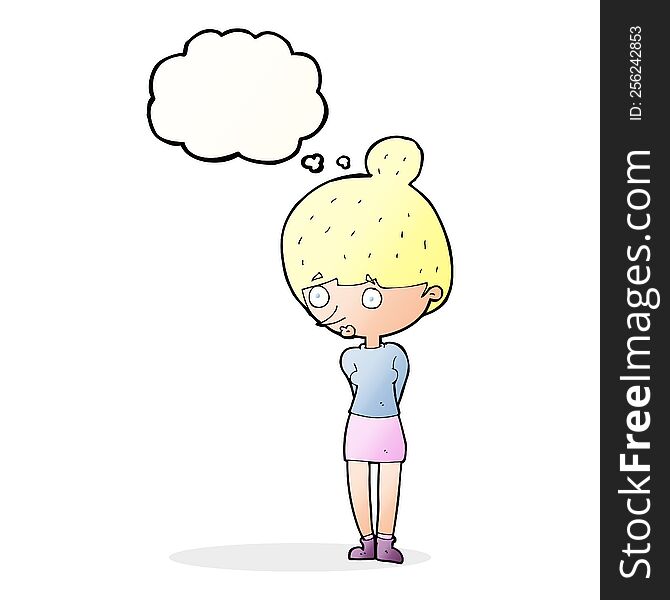 Cartoon Woman Staring With Thought Bubble