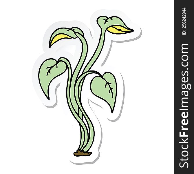 Sticker Of A Quirky Hand Drawn Cartoon Plant
