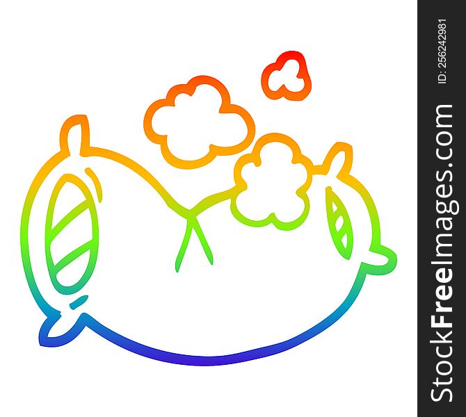 Rainbow Gradient Line Drawing Cartoon Fluffy Pillow