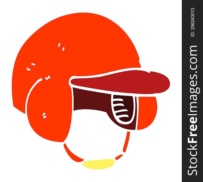 flat color illustration cartoon baseball helmet