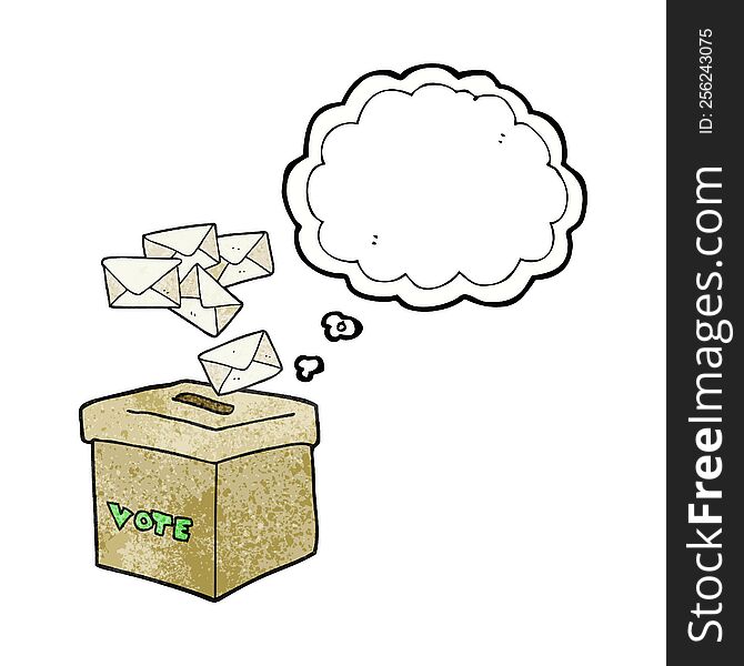 freehand drawn thought bubble textured cartoon ballot box