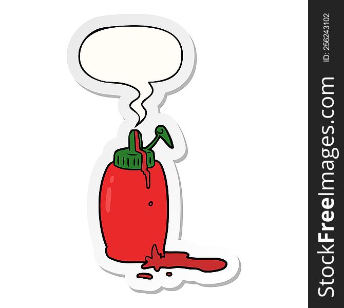 Cartoon Tomato Ketchup Bottle And Speech Bubble Sticker
