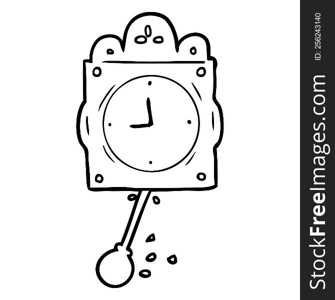 line drawing of a ticking clock with pendulum. line drawing of a ticking clock with pendulum
