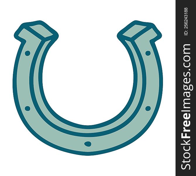 iconic tattoo style image of a horse shoe. iconic tattoo style image of a horse shoe