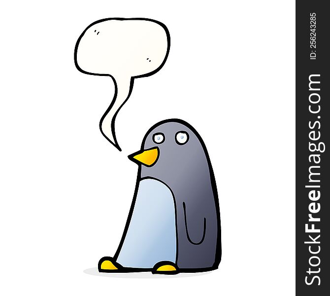 Cartoon Penguin With Speech Bubble