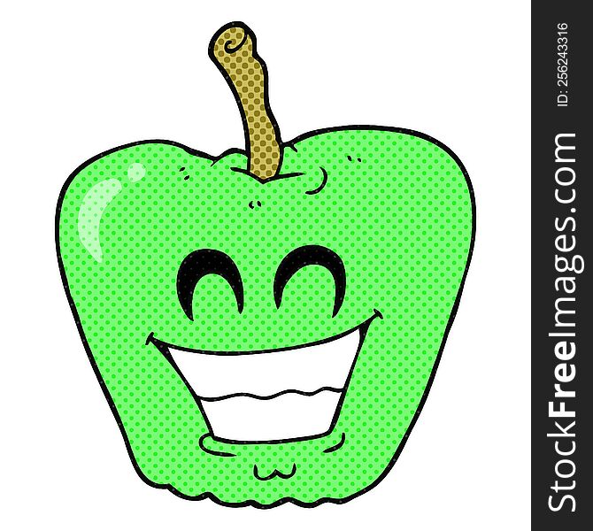 freehand drawn cartoon grinning apple