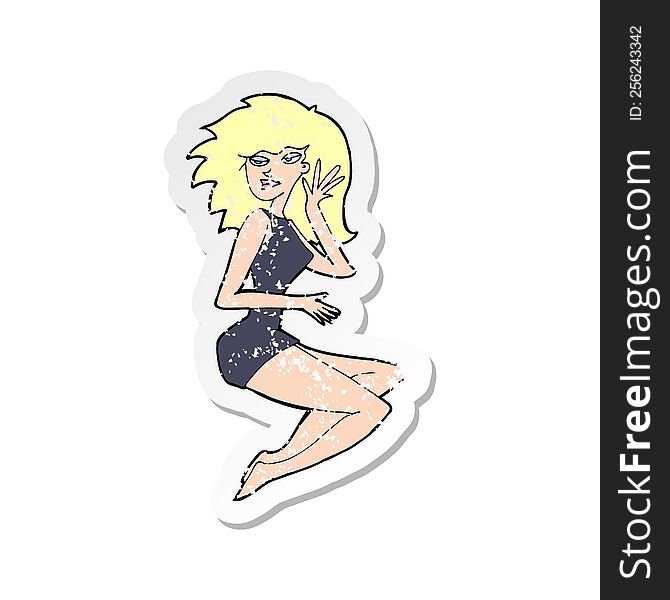 retro distressed sticker of a cartoon sexy woman