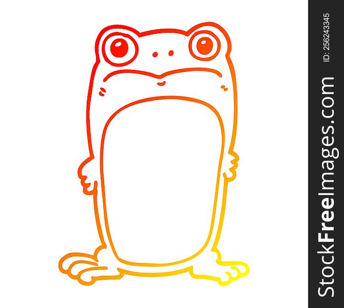 Warm Gradient Line Drawing Cartoon Staring Frog