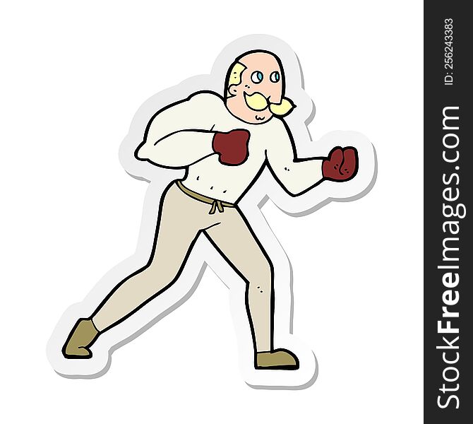 Sticker Of A Cartoon Retro Boxer Man