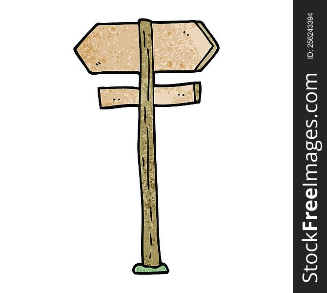 cartoon doodle direction sign